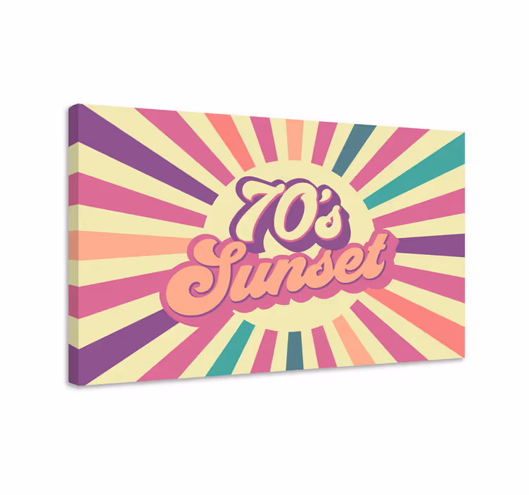 Retro grafika západu slunce Textový obraz - TenStickers