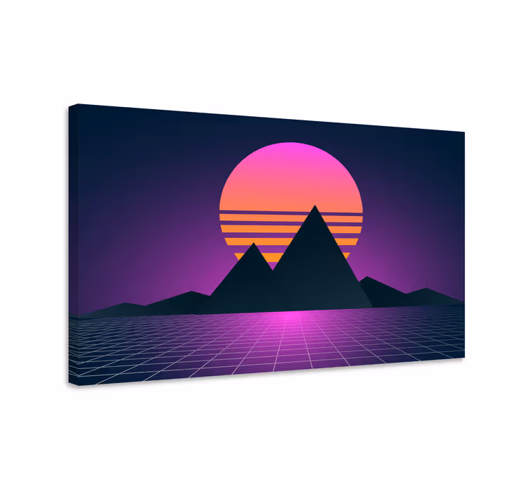 Horská krajina synthwave Vintage obraz - TenStickers