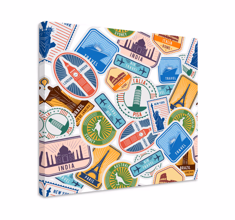 Koláž globálních památek Obraza města a země - TenStickers