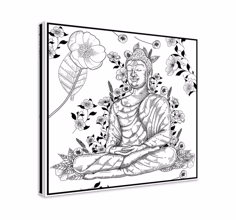 Buda blanco y negro buddha nástěnné umění - TenStickers