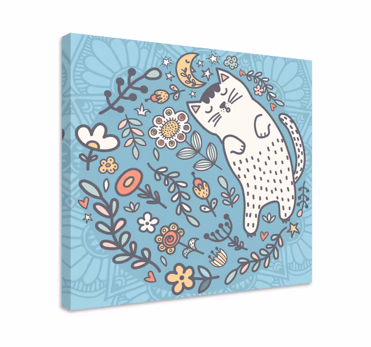 Rozkošná kočka mandala obraz nástěnné umění - TenStickers