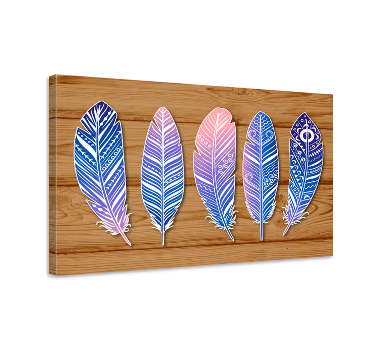 Stylizovaná modrá kolekce Obraz pírka - TenStickers