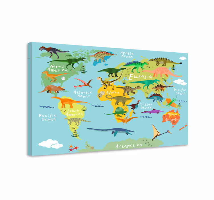 Dinosauři mapa světa pro děti - TenStickers