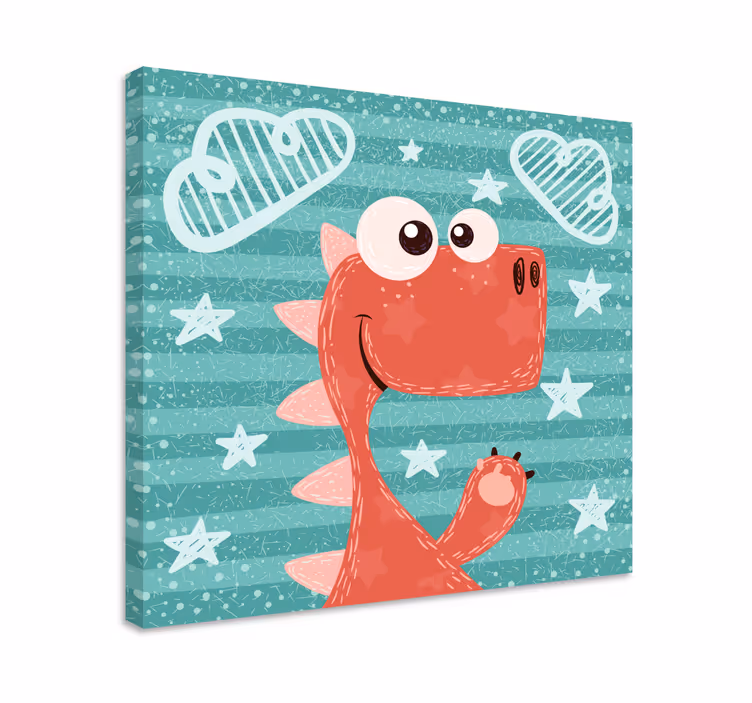 šťastné kreslené dinosaury pro děti na plátně - TenStickers