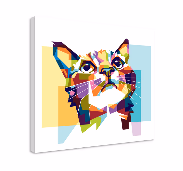 Geometrický kočičí obraz na plátně - TenStickers