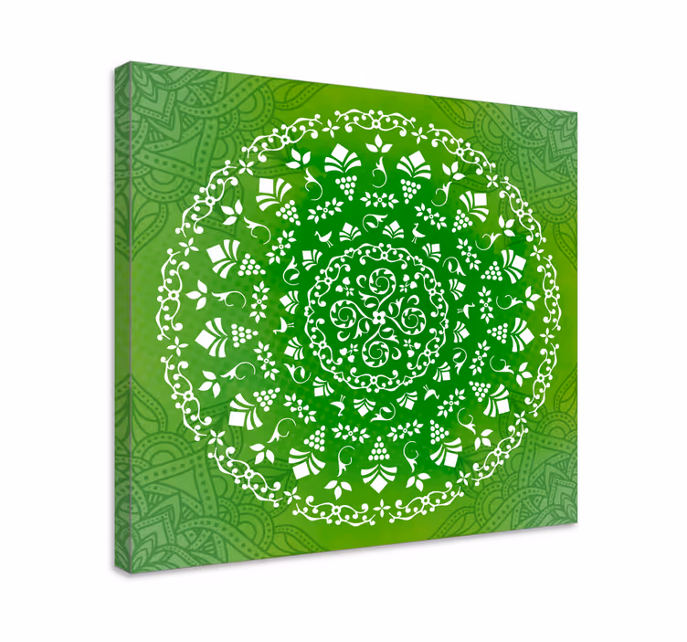 Zelená okrasná kulatá mandala obraz nástěnné umění - TenStickers
