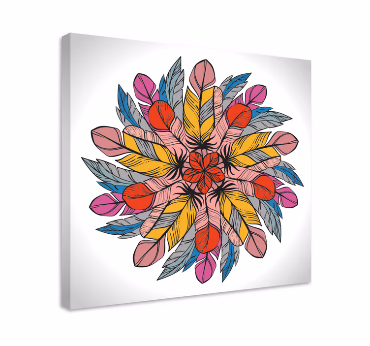 Mandala z peří obraz nástěnné umění - TenStickers