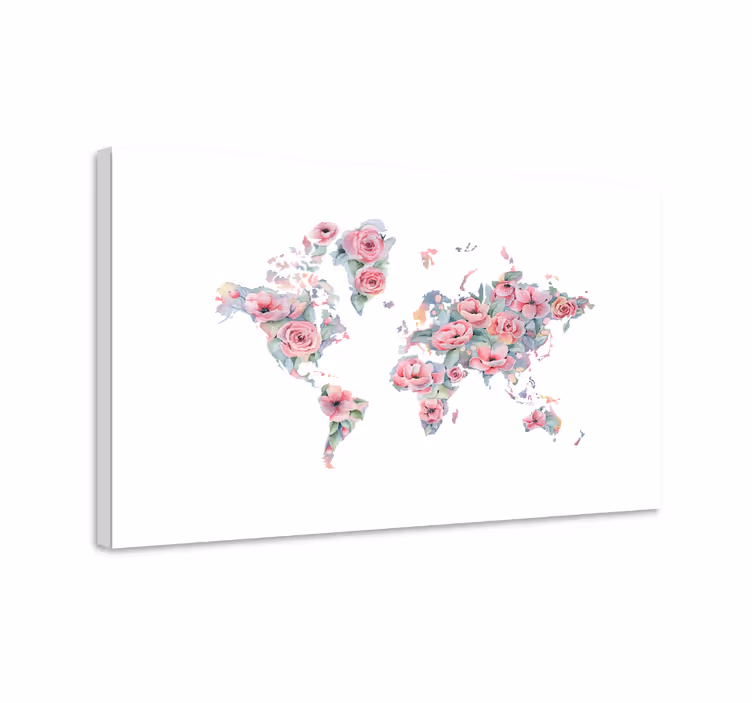 Mapa světa s růžemi obraz mapy světa - TenStickers
