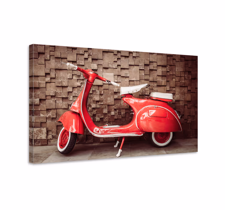 červená motorka retro obraz umění - TenStickers
