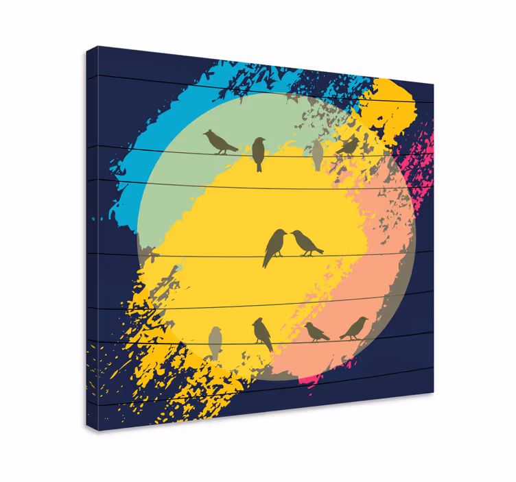 Retro kruhové siluety Obraz ptáka - TenStickers
