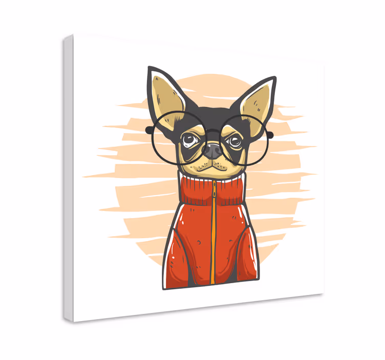 čivava s brýlemi na plátně - TenStickers