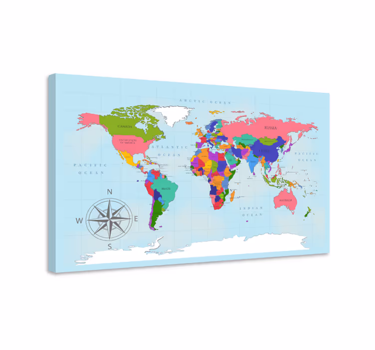 Modrý svět mapa obraz umění - TenStickers