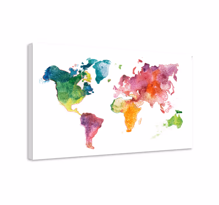 Zářivá akvarelová mapa Obraz mapy světa - TenStickers