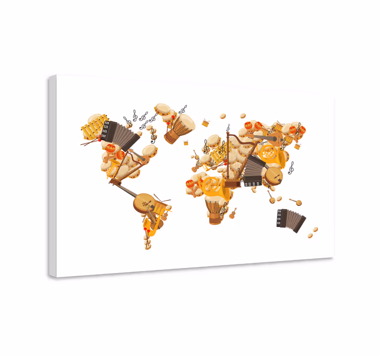 Hudební nástroj mapa světa obraz - TenStickers