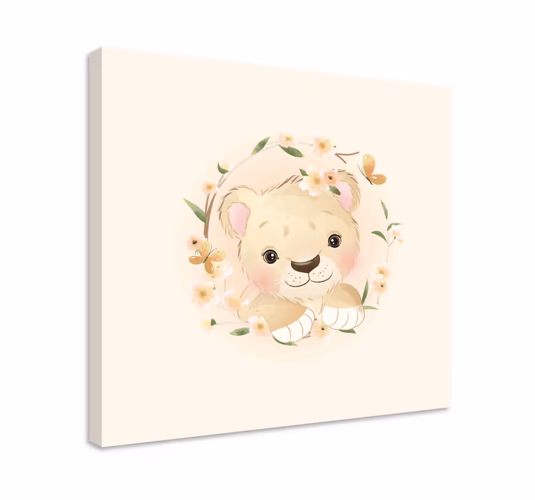 Lvíče v květinové koruně Obraza zvířat - TenStickers