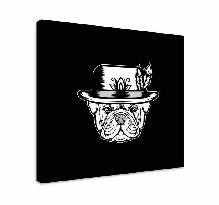 Buldok na černém pozadí psí plátna - TenStickers