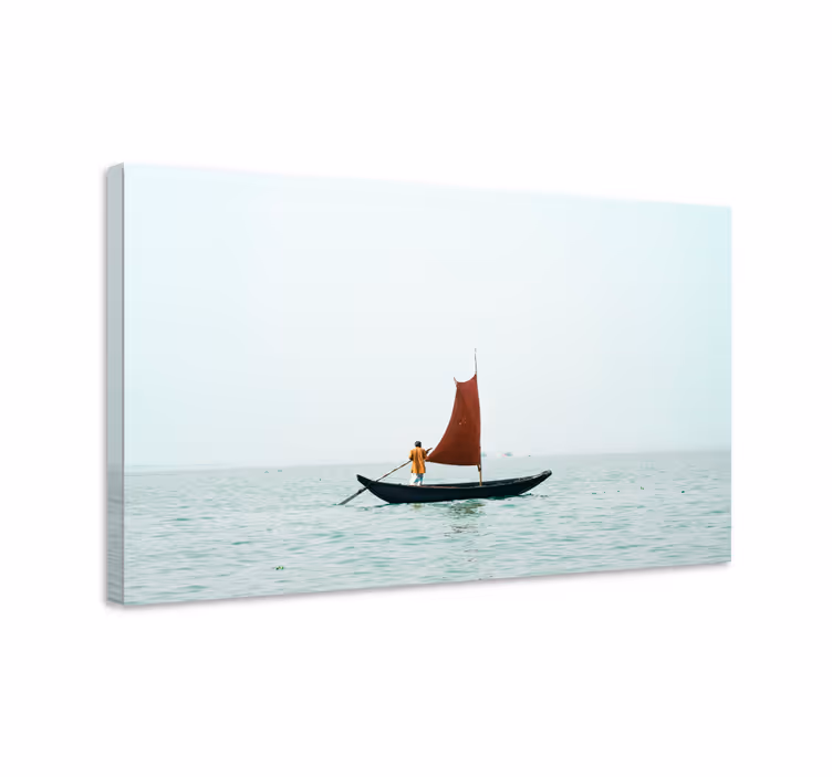 Lonely boat on lake severské tisky - TenStickers