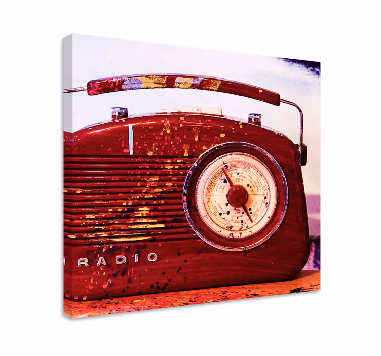 červené vintage rádio retro obraz umění - TenStickers