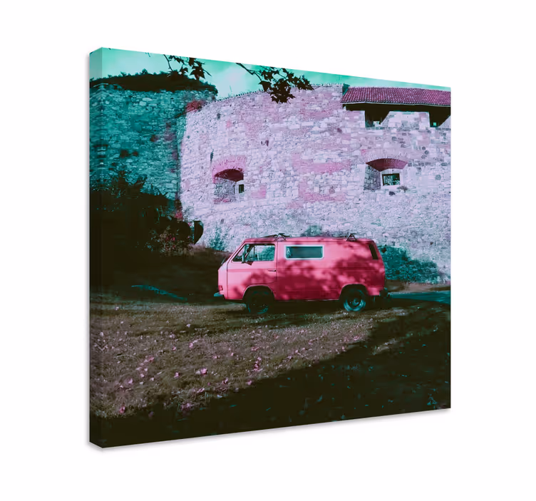 Obraza abc a písmena růžový retro vůz - TenStickers
