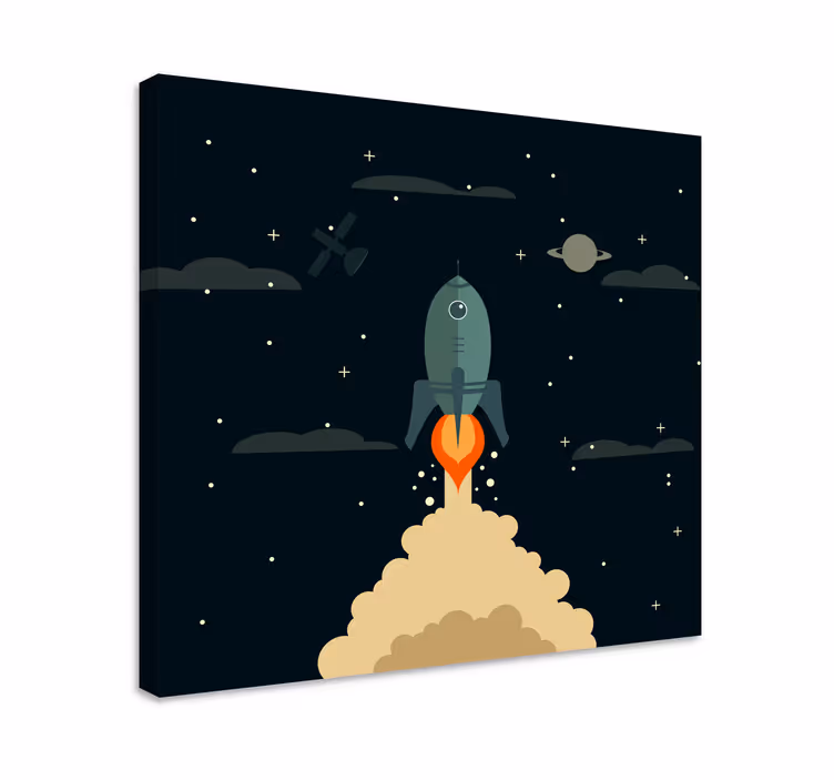 Kreslený raketa zahajující vesmír školky obraz - TenStickers