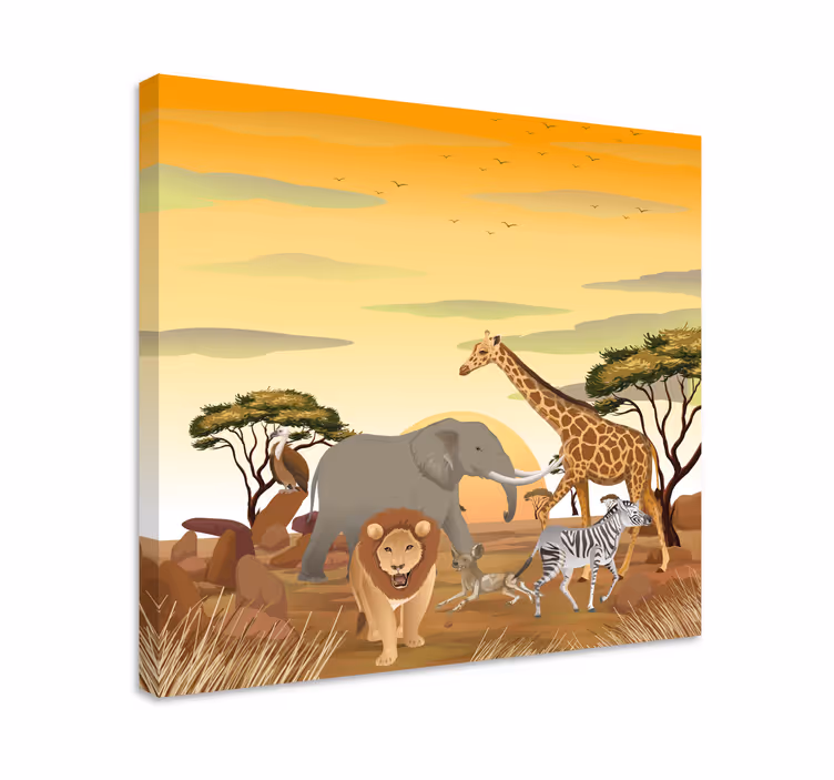 Africká zvířata s rostlinami školka obraz - TenStickers