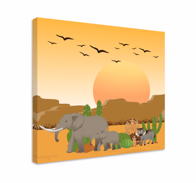 Africká zvířata na divokém plátně - TenStickers