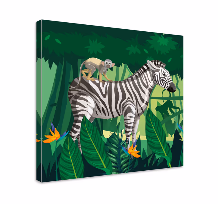 Obraza zvířat zebra s opicí - TenStickers