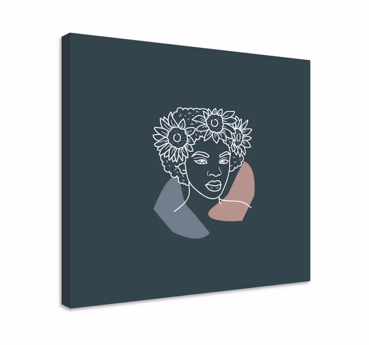 Minimalistické slunečnice s plátnem květinové ženy - TenStickers