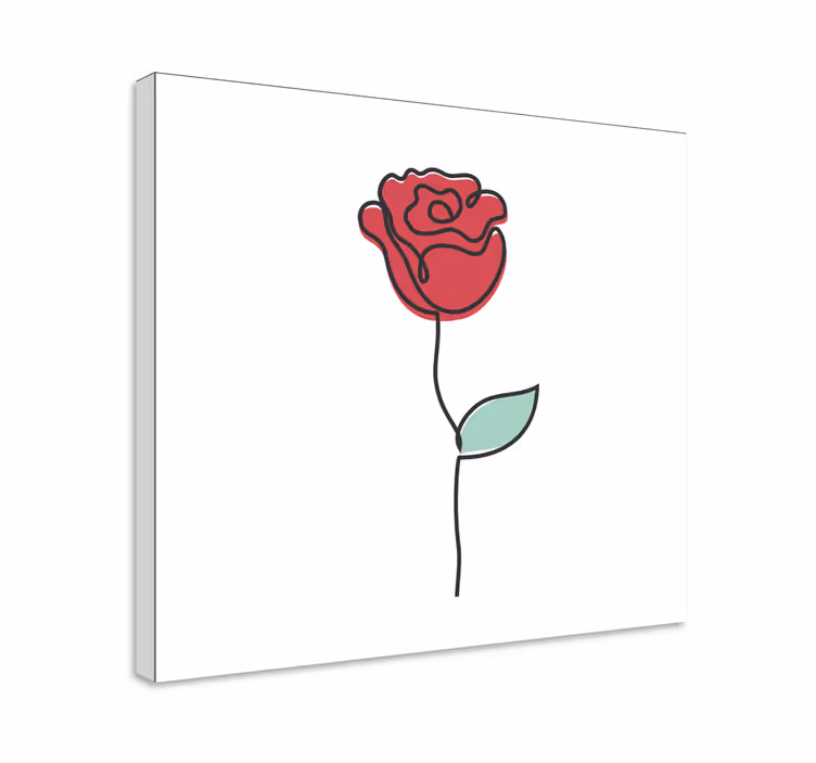 Roztomilé červené růže linie umění design květinové obraz - TenStickers
