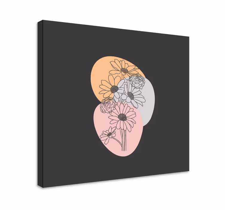 Kytice slunečnice čárová grafika květ obraz - TenStickers