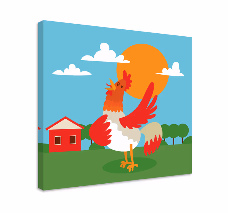 Obraza zvířat kohout oslavující východ slunce - TenStickers