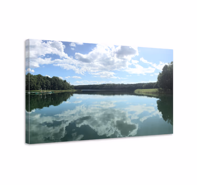 Modré jezero na plátně krajiny mazury - TenStickers