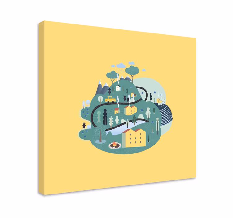 Obraza města a země kouzelná venkovská scéna - TenStickers