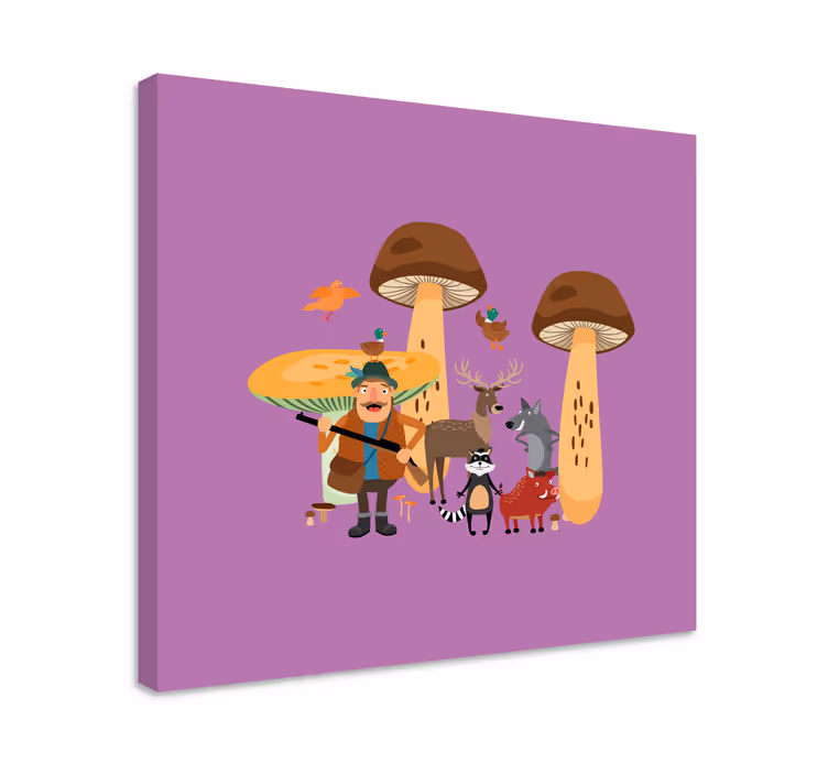 Ptáci v houbovém lesním školkovém plátně - TenStickers
