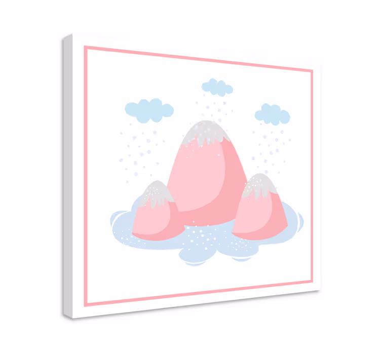 Růžové hory s kapkami deště školka obraz - TenStickers