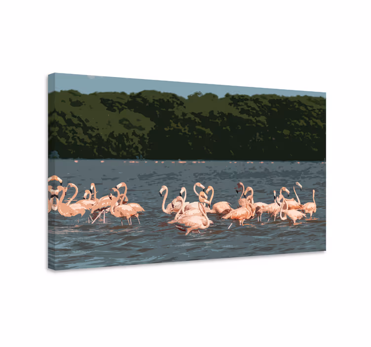 Obraz ptáka ve formaci hejna plameňáků - TenStickers