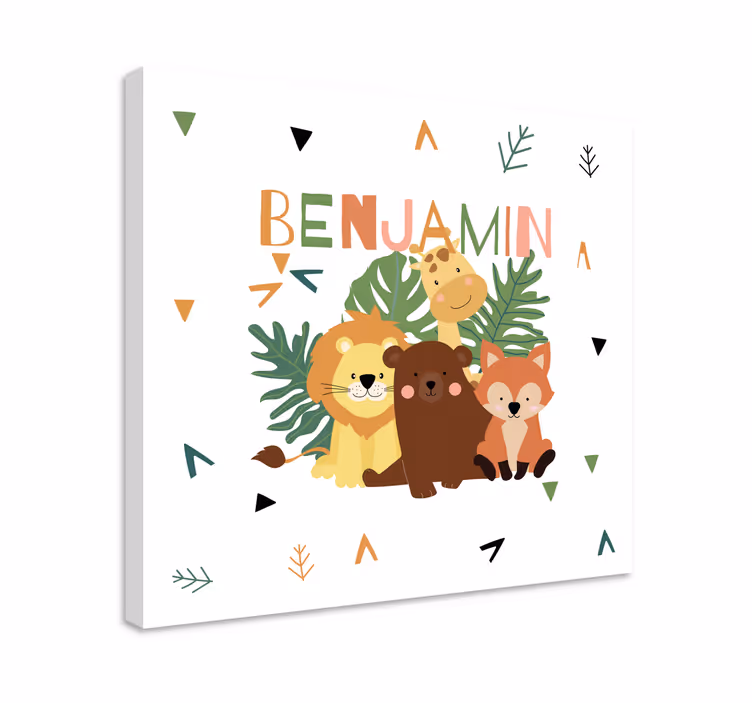 Divoká zvířata s listy zvířecí obrazy na plátně - TenStickers