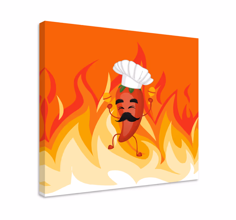 Textový obraz tančící chilli šéfkuchař - TenStickers