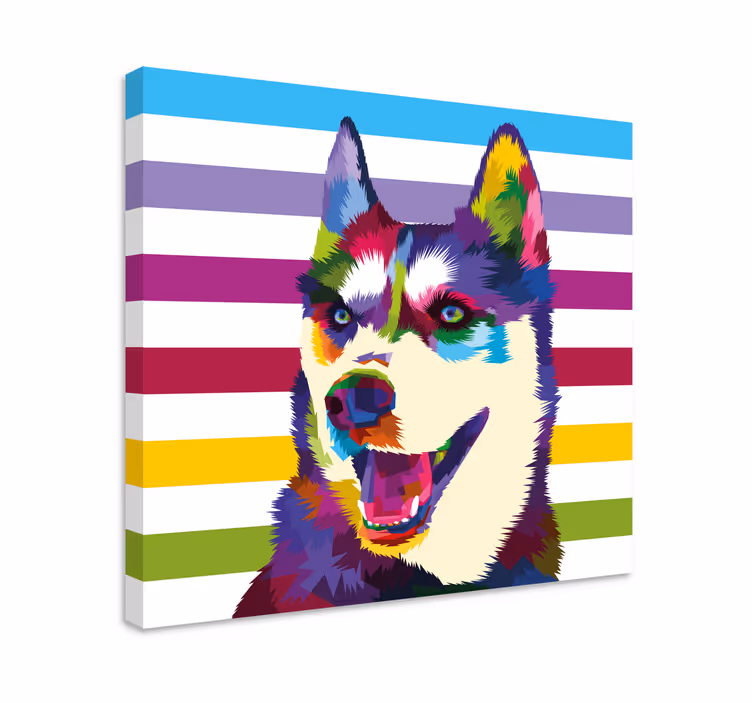 Obraz psa barevný portrét huskyho - TenStickers