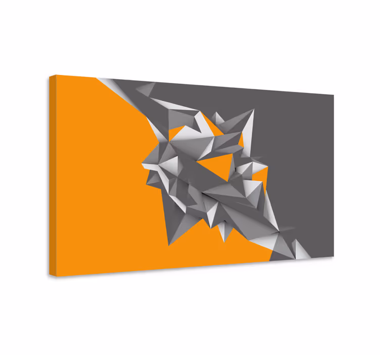 šedé a oranžové geometrické 3d obrazy na plátně - TenStickers