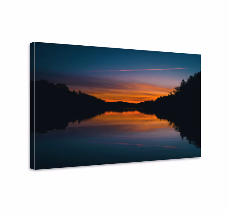 Oranžové a modré jezero 3d tisk na obraz - TenStickers