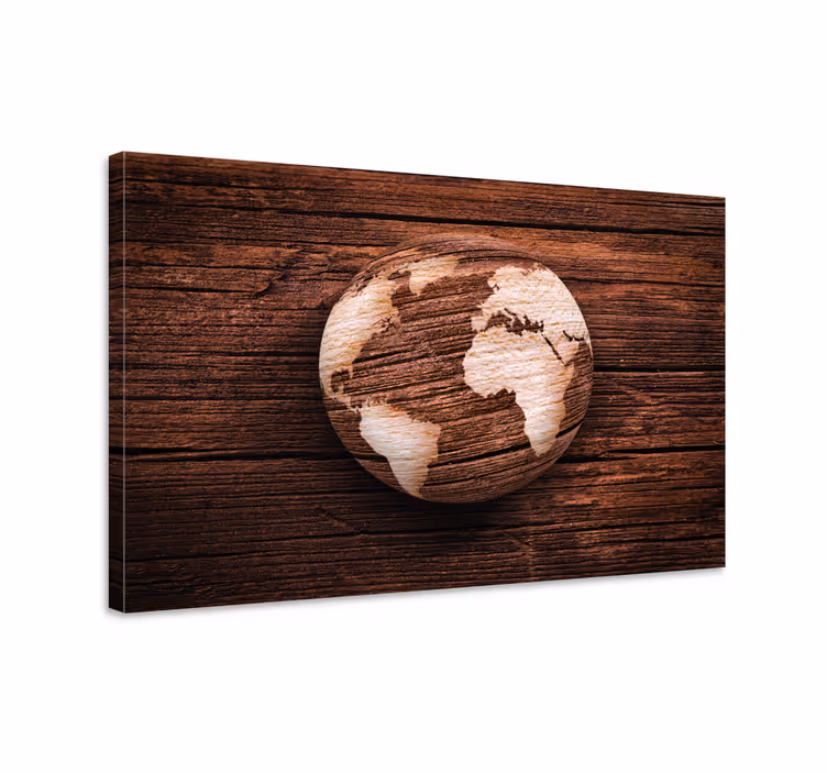 3d obrazy na plátně geografické dřevěné mapy světa - TenStickers