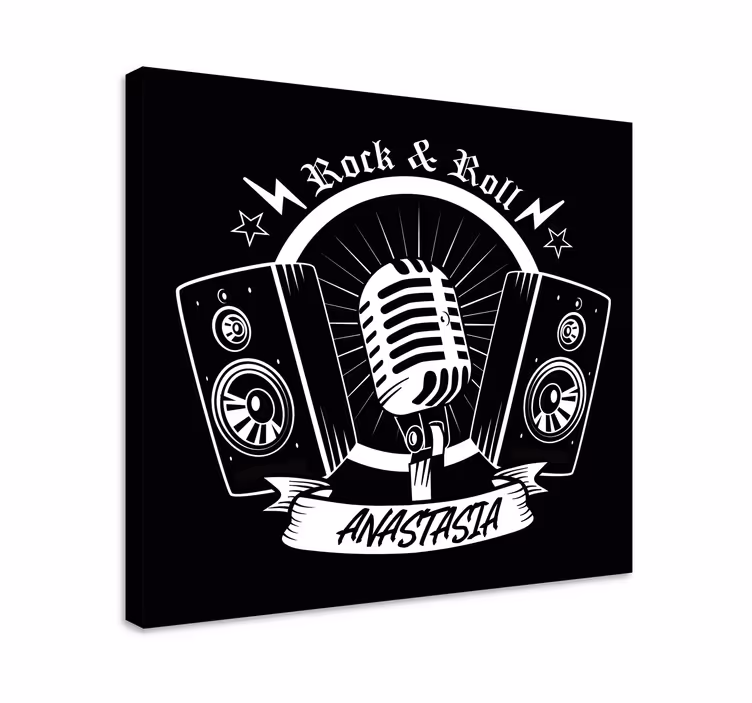 černý mikrofon a reproduktory s názvem obraz - TenStickers