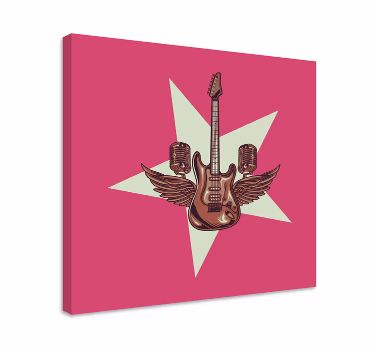 Ilustrace hudebního plátna pro kytaru a mikrofon - TenStickers
