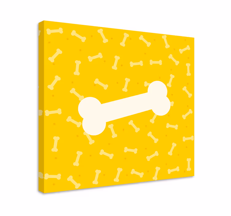 Obrazy na plátně roztomilé žluté pozadí psí kosti - TenStickers