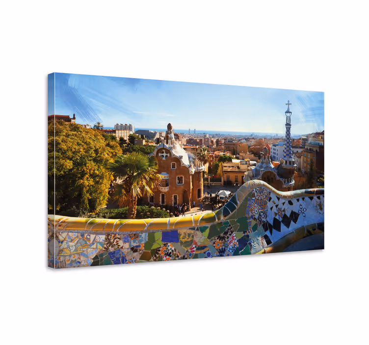 Pohled na barcelonskou mozaiku Obraza města a země - TenStickers