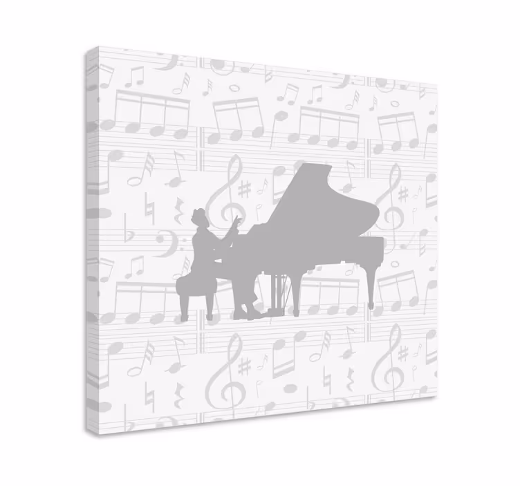 Obrazová hudba klavírní melodie v siluetě - TenStickers