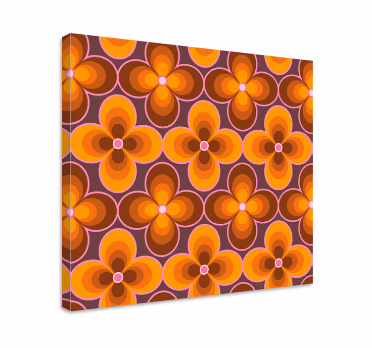 Květinové retro groovy vzor retro obraz - TenStickers