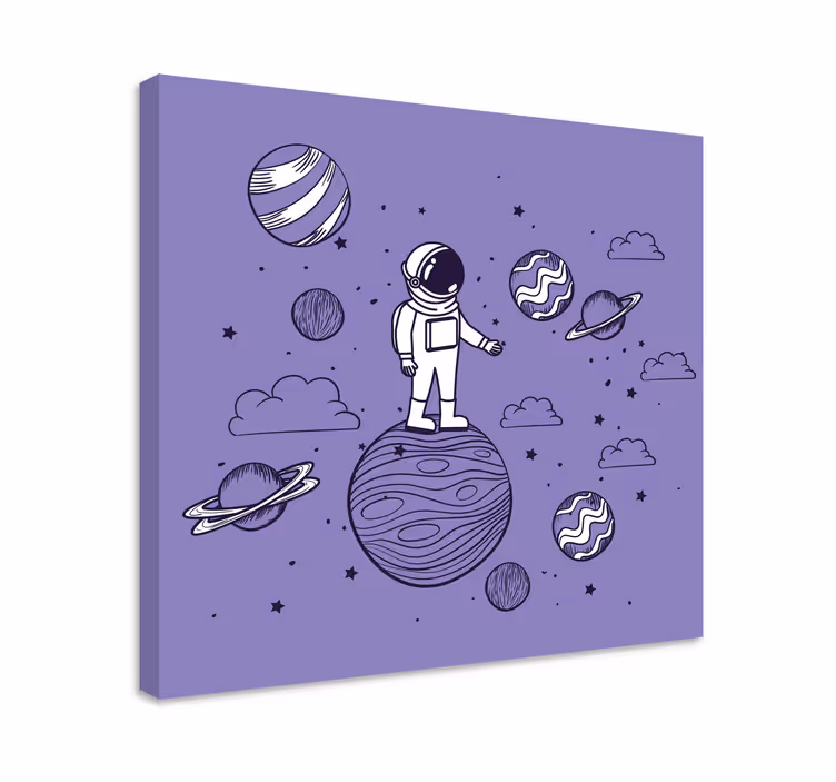 Plátno s potiskem videohry astronaut zkoumá vesmír - TenStickers