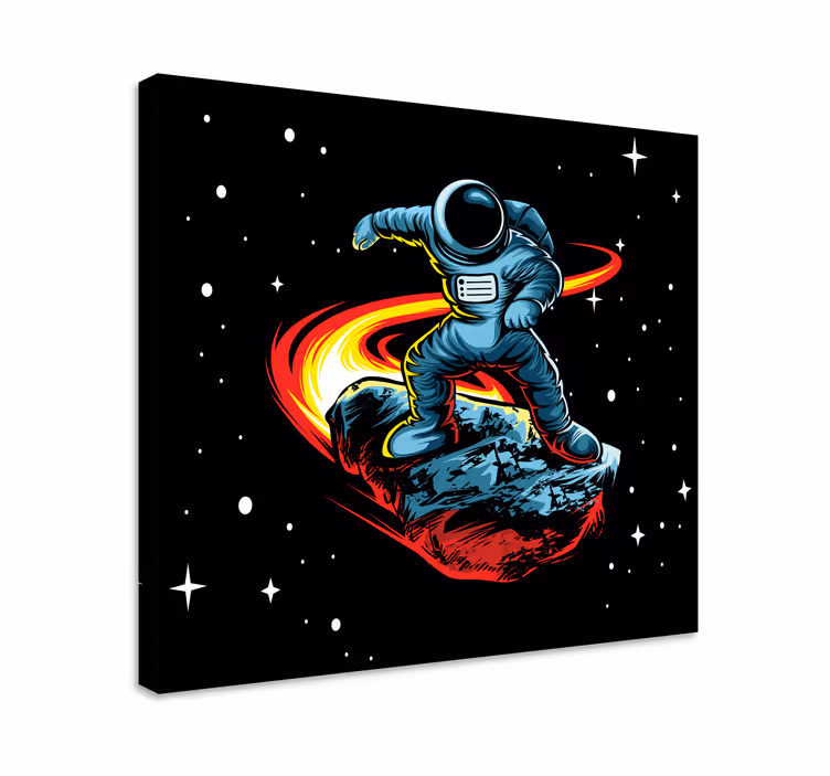 Plátno s potiskem videohry astronaut surfující na asteroidu - TenStickers